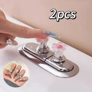 Floral Bathroom Buttons Set, /lavender Toilet Tank Switch, Easy Install Decorative Plastic Knobs, Valentine Gift Idea, Toilet Tank Accessories