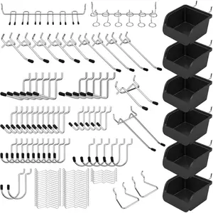 121-Piece Pegboard Hooks Set, Pegboard Accessories with Metal Hooks, Durable Peg Board Organizer Accessories, Pegboard Bins, Peg Board Tool Utility Hooks