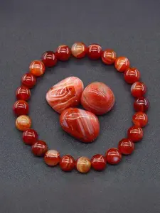 6mm Red Agate Beaded Bracelet, Crystal Bracelet, Fashionable Jewelry for Women & Men, Trendy All-match & Exquisite Jewelry for Birthday Gift