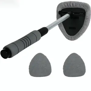 Windshield Cleaner Tool, Microfiber Car Window Cleaning Tool with 2 Cloth Pad Head, Auto Interior Exterior Glass Wiper Car Glass Cleaner Kit, Car Washing Kit, Car Detailing Products, Car Cleaning Supplies, Car Valeting Kit