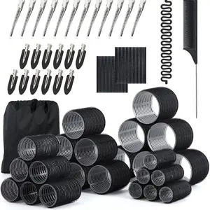 Hair Curler Set with Clips, 53 Pieces, 4 Sizes, Includes 24 Clips, Suitable for Long, Medium, Short Hair, Thick and Thin, DIY Styling, Heatless Curling Set, Hair Rollers