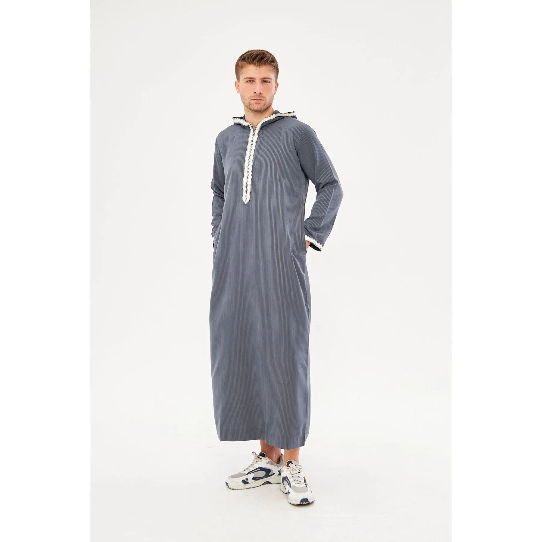 Daddy & Me - Moroccan Long Sleeve Thobe - Dark Gray