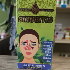 Sinusitis Natural Supplement with Equinacea Vitamin C Peleo Gordolobo Mirra Diente de Leon Menta 60 Caplets 1g