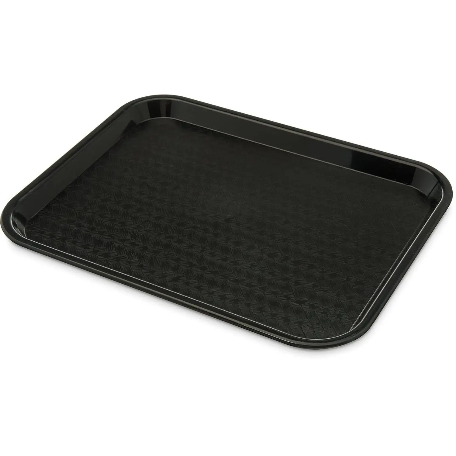 Cafe Standard Plastic Cafeteria/Fast Food Tray, NSF Certified, BPA Free, 14" Length x 10" Width, Black Square Tableware Plates