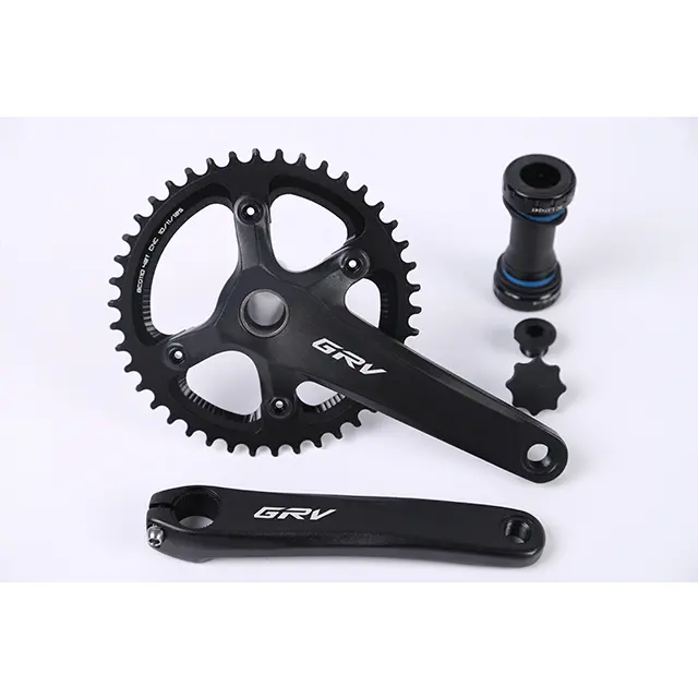 GRV Aluminum Alloy Hollow Crankset for Road/Gravel Bikes, 42T Single Chainring, 170mm Arms, 11-Speed, 138L Spindle, Black Cycling Part (Bottom Bracket Not Included), Cycling Parts