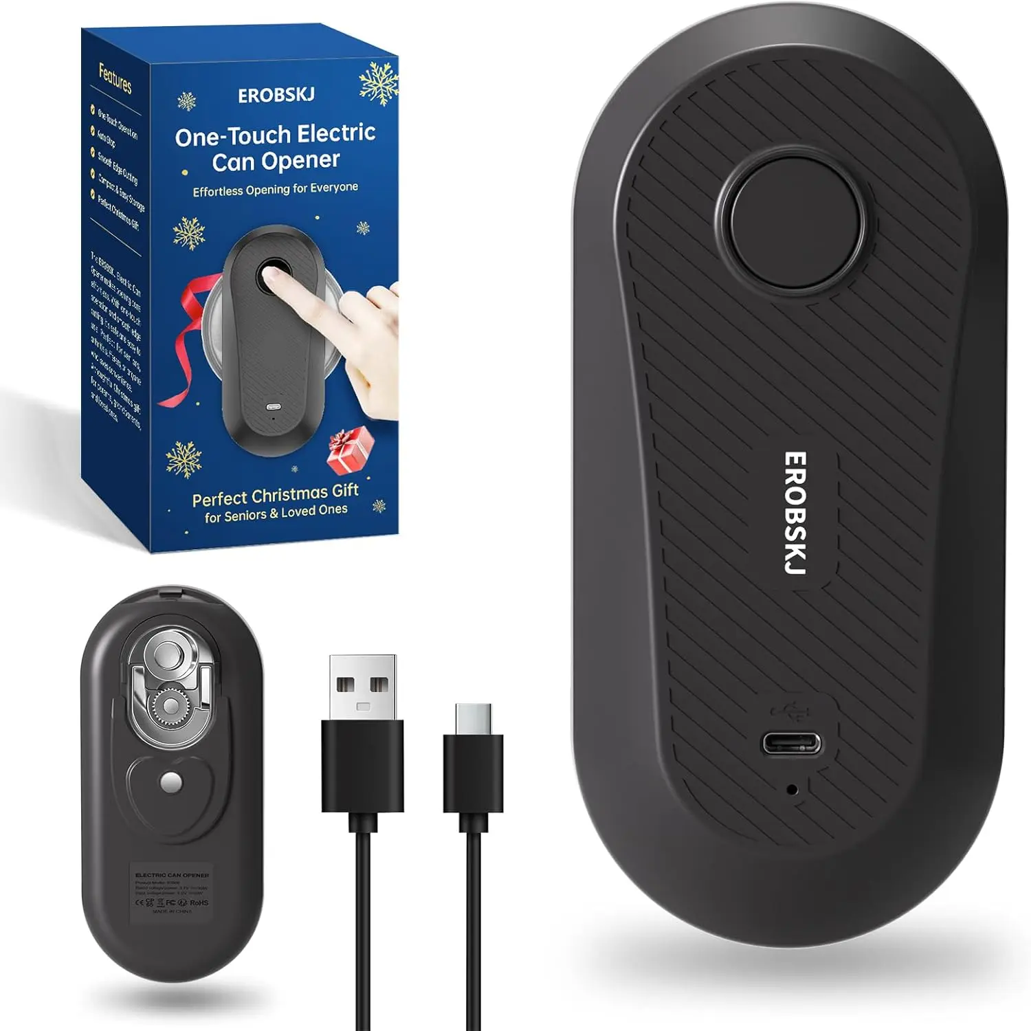 Rechargeable Electric Can Opener for Seniors & Arthritis | One-Touch Hands-Free Smooth Edge Can Opener, USB-C, Compact Kitchen Gadget