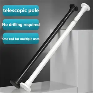Sturdy Tension Rod | No-Drill Adjustable Shower Curtain Rod, Adjustable Pole, Multi-Use for Bathroom, Window, Drying & Closet, Black & White Available, Shower Rods