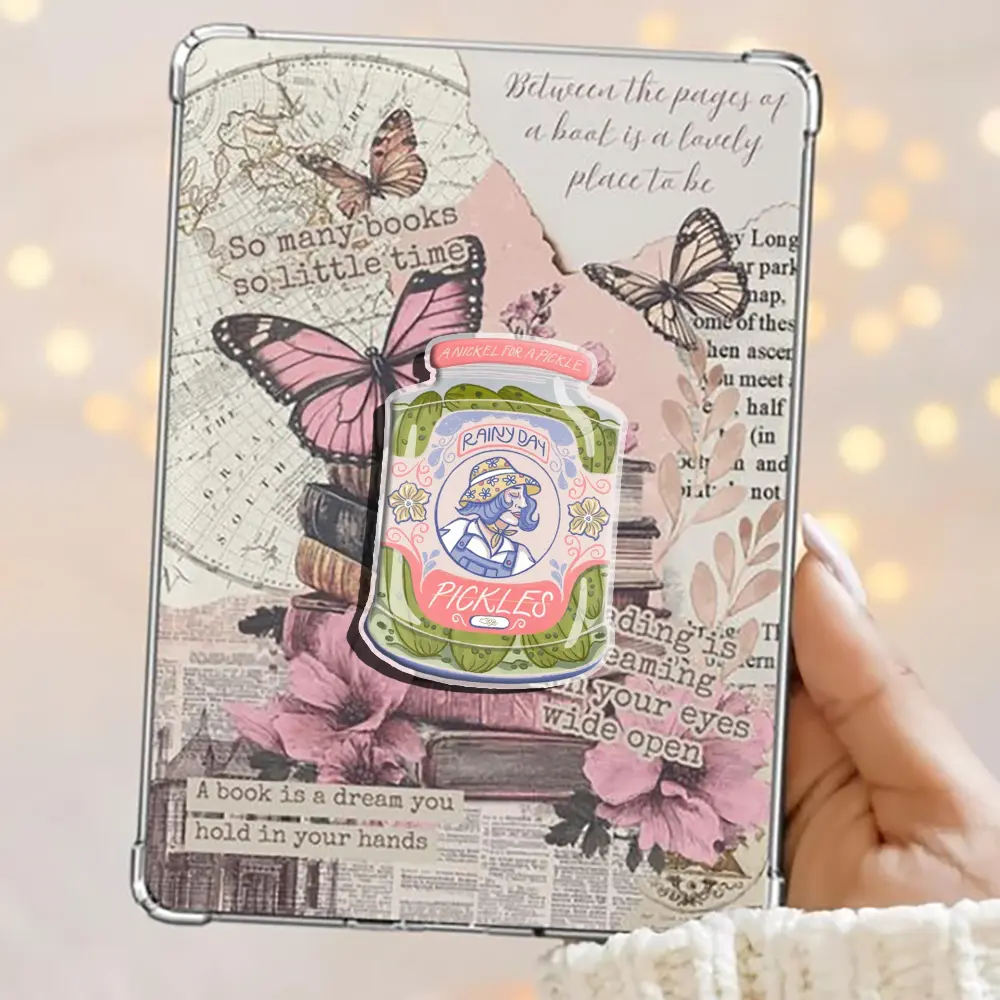 Nostalgic Pickle Jars - Whimsical Pickles for Moody Days Kindle Grip Book Lover Cute Kindle Accessories Phone Holder PopSocket Phone Grip Magnetic Pop Socket Phone Grip