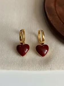 Vintage Heart Shaped Dangle Earrings, Fashionable Romantic Jewelry for Women, Trendy All-match & Exquisite Jewelry for Birthday Gift