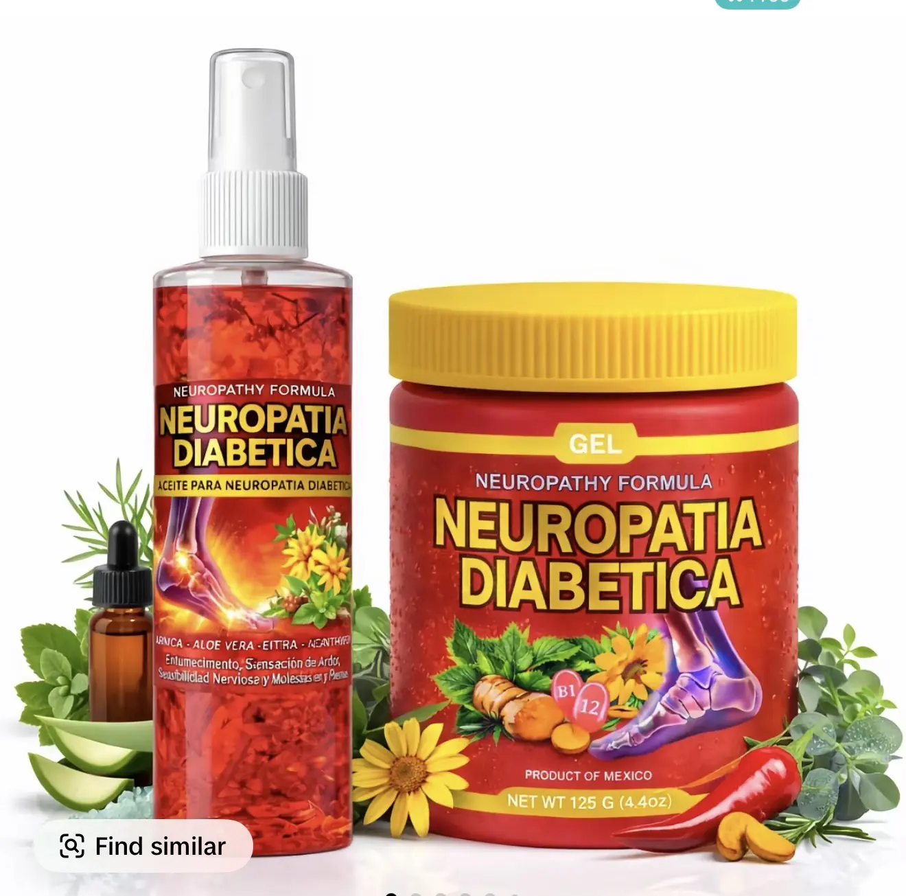 (COMBO PACK) Neurotapia Diabetica Arnica Curcuma Vitamin B12 Sabilla Flores Gel Pomada (4.23 oz) - Natural Arnica Massage Oils, Nerve Pain Relief Cream for Muscles & Joints, Diabetic Tingling Discomfort