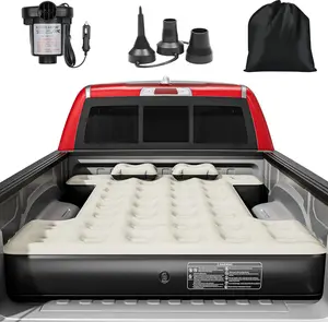 YITAMOTOR Truck Bed Air Mattress for 5.5-5.8 ft Full-Size Short Truck Beds, Inflatable Car Mattress Bed with Pump, Pillows, Carry Bag & Repair Kit for Outdoor, Travel, Camping (Black&Gray,Black&Brown)