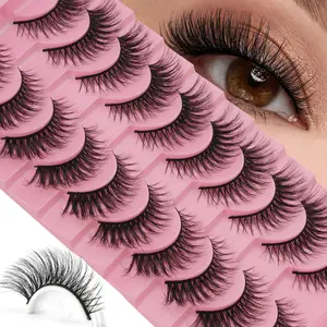 10 Pairs Fluffy Natural False Eyelashes, Lightweight Integrated False Lashes, Easy to Wear, Cat Eye Style, Perfect for Daily Use and Parties