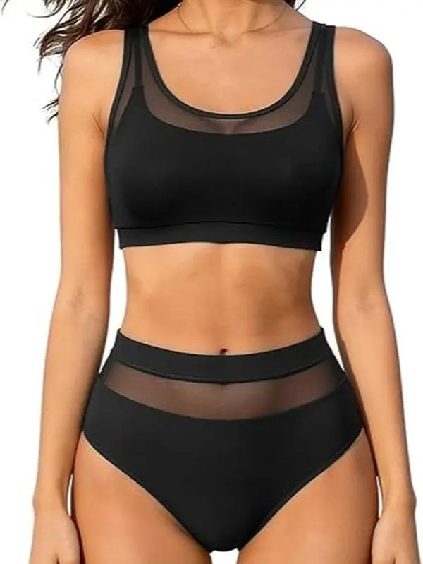 Women's Solid Racerback Athletic Bikinis Sporty Two Pieces Swimsuit Junior Teen Girls Sports Bathing Suits