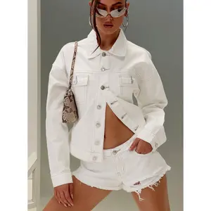 Caresse Cinched Denim Jacket White