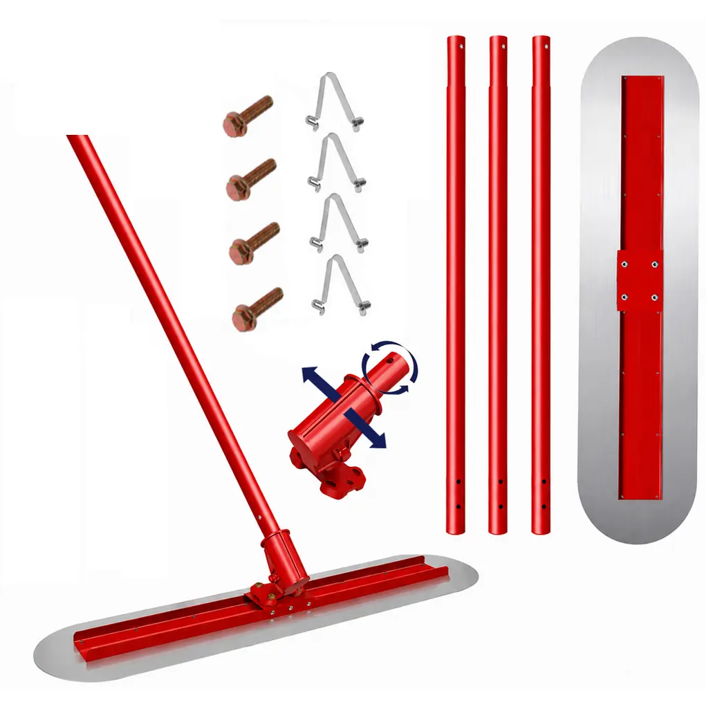 Stainless Steel Bull Float Kit, 48"x12" Concrete Finishing Tool with Aluminum Adjustable Bracket & 4-Piece 59.4" Extendable Handles for Leveling Smooth Surfaces, 48" X 12"