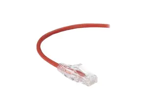 Black Box C6APC28-RD-04 Slim-Net CAT6A 28-AWG 500-MHz Stranded Ethernet Patch Cable - Unshielded, PVC, Snagless Boot, Red, 4-ft.