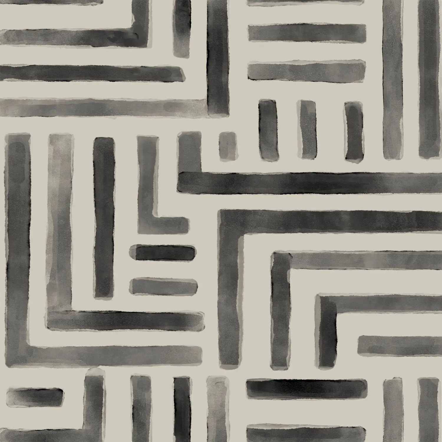 Painterly Labyrinth Charcoal Wallpaper