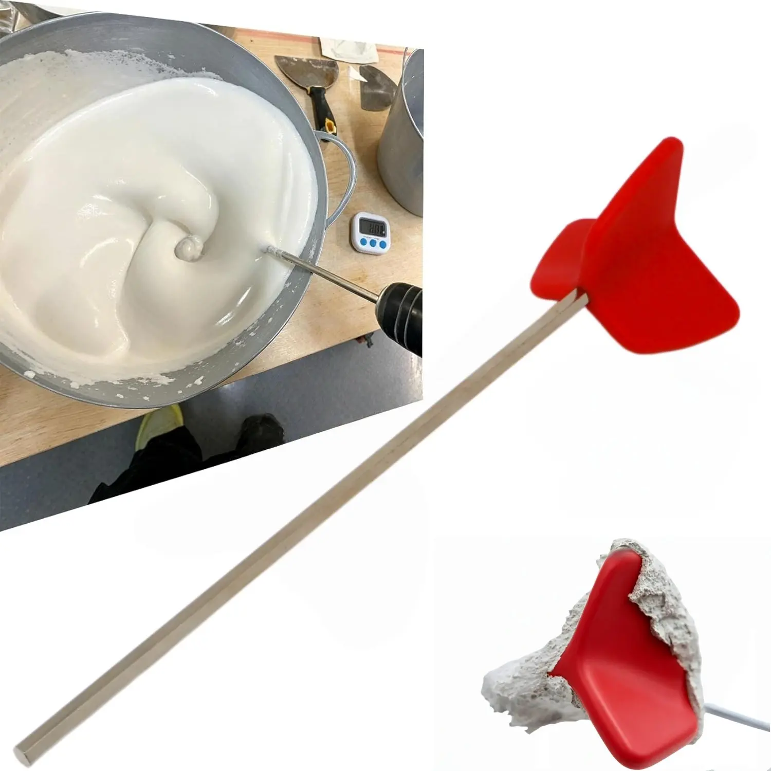 Easy-Clean Silicone Drill Mixer Paddle Attachment, Non-Stick Mixing Accessory for Paints, Epoxy Resins, Cement, Grout, Fast and Mess-Free Mixing