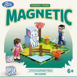 Magnetic Building Blocks My World Animal Park Elephant, Educational Puzzle Toy, DIY Model Kit, Kids Gift, Minecraft Game Accessories