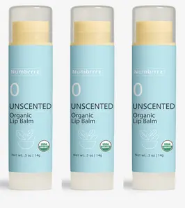 Numbrrrz Organic Lip Balm - Unscented USDA Organic Certified 0.5 oz 14g Pure Hydration with Natural Oils Ideal for Sensitive Skin