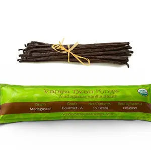10 Organic Madagascar Whole Grade A Vanilla Pods for Vanilla Extract and Baking