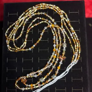 AAEssentials Rich in Spirit 50” Crystal and Glass Waist Beads 1 Strand - Elegant Beaded Waistpiece for Stylish Outfits