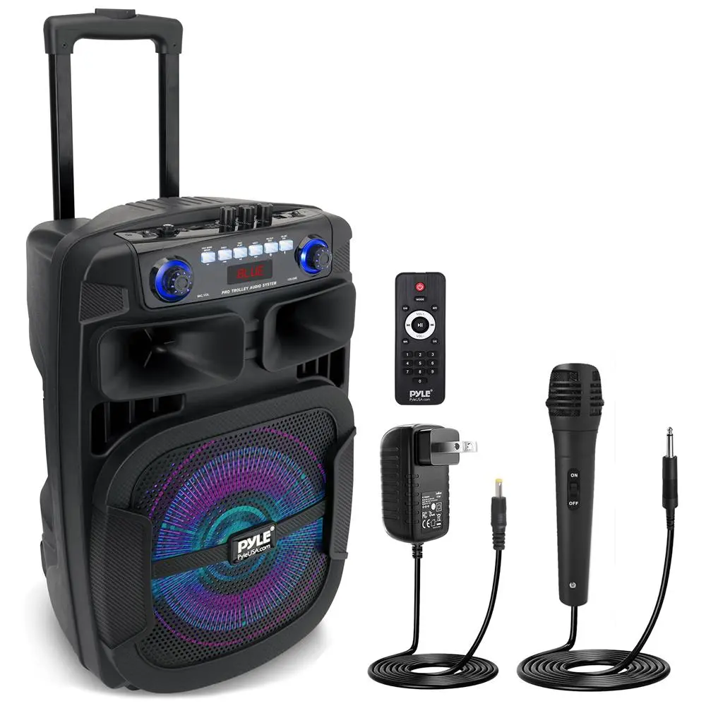 Portable Bluetooth PA Speaker - 12" Audio Subwoofer, 800W Rechargeable, LED Lights, MP3/Digital Radio Compatibility, Smartphone/Tablets Connectivity, Easy-Control Buttons, Play Songs Wirelessly, Remote Control, Devices