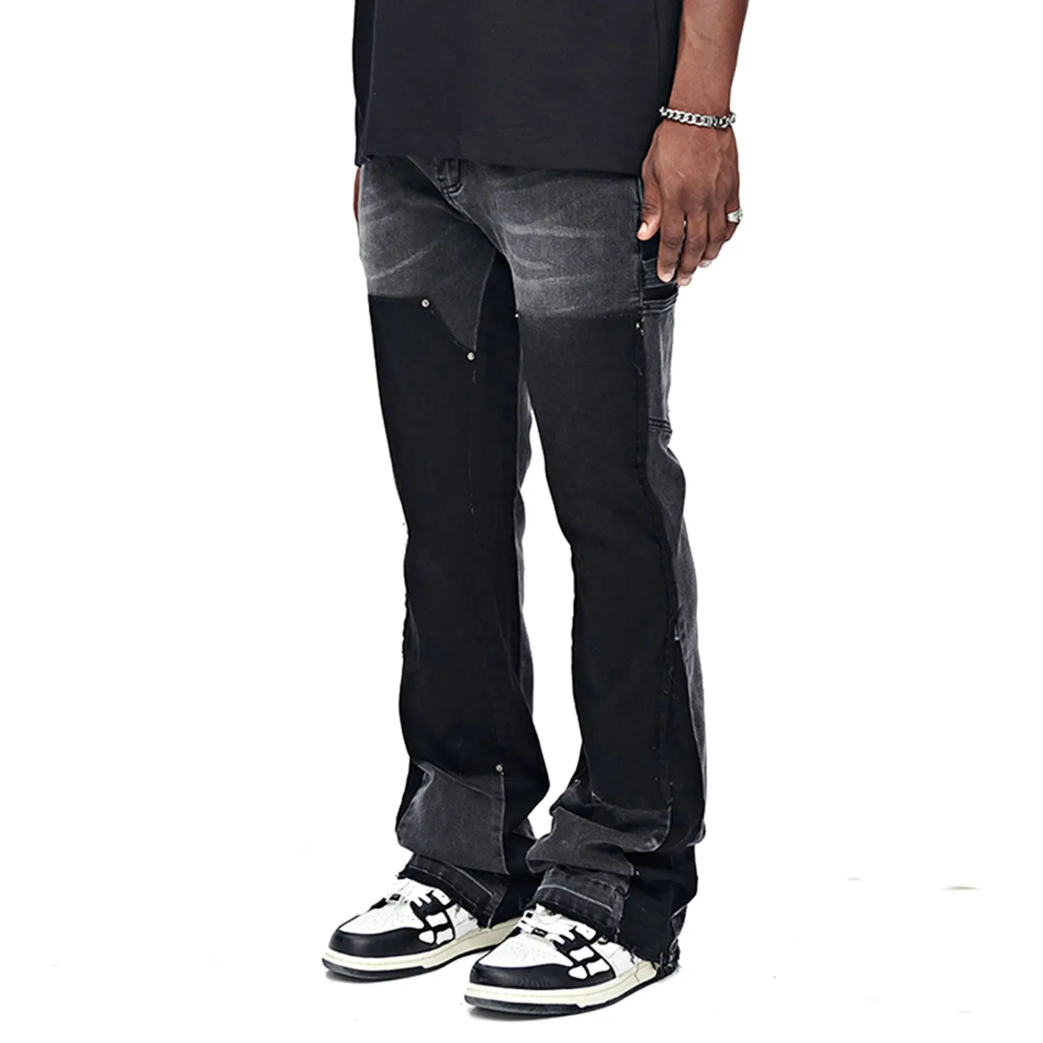 GINGTTO Men's Jeans Bootcut Stretch Baggy Wide Leg Flared Denim Pants Hip Hop Streetwear