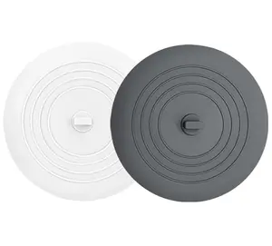 Tub Stopper 2 Pack, Bathtub Drain Stopper,6 inches Large Silicone Drain Plug, Hair Stopper Flat Suction Cover for Kitchen & Bathroom (Gray/White)
