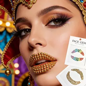 Colorful Shiny Lip Rhinestones Makeup Stickers, Decoration, Luxe Design Sparkling Mouth Decor, Perfect for Music Festivals, Stage Makeup, Parties, Nightclubs