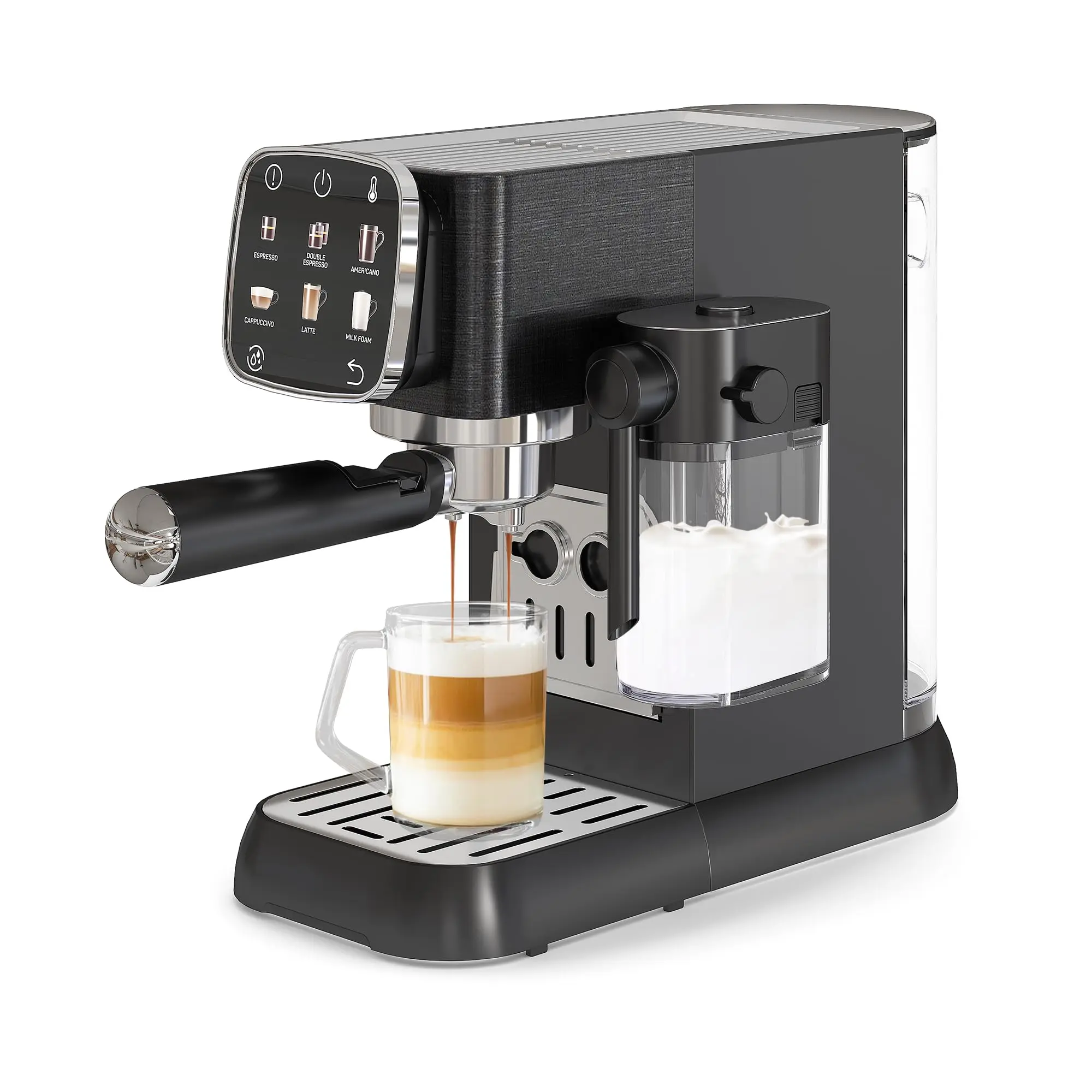 Espresso Machine Compact, 20 Bar Professional Espresso Machine with Milk Frother and Touchscreen,Espresso Coffee Machines with Adjustable Temperature