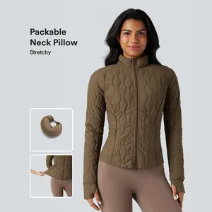 Halara High-neck Thumb Holes Stretchy Workout Quilted Jacket with Pockets-Packable Neck Pillow  #TikTokShopHolidayHaul