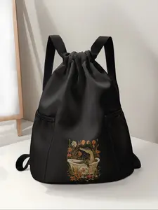 Crocodile Pattern Drawstring Backpack, Large Capacity Durable Gym Bag, Adjustable Straps, Sporty Beach Bag for Men & Women, Casual Sports Bag