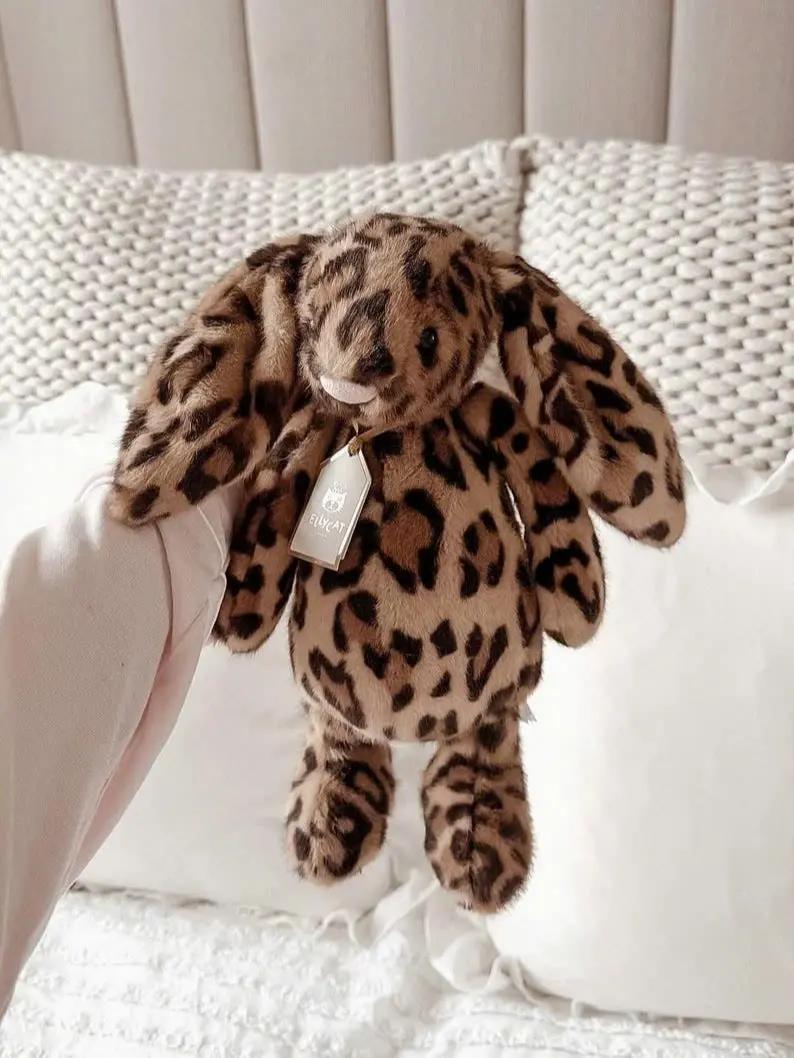 Jellycat Cobblehop Leopard Print Bunny Plush with Dust Bag NWT Stuffed Animal Cute Bunny Toy Soft Cartoon Doll