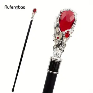 Red Diamond White Cane Fashion Decorative Stick Gentleman Elegant Cosplay Cane Knob Crosier 95cm Party Event Props Party Decoration Supplies