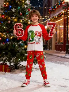 #67 Graphic Christmas Kids Pajamas Set for Boys & Girls, Six Seven Christmas Hat Design for Youth, Soft Comfortable Fabric, Perfect Holiday Christmas Gift, for 3-14 Years Old Pajama Sets
