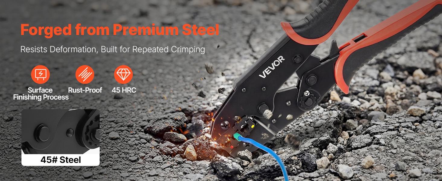 【Summerfinds】VEVOR Crimping Tool22-10 AWG Ratcheting Wire Crimper ToolLabor-Saving Electrical Terminal Crimp Pliers with Clear Metric & AWG MarkingsQuick ReleaseAdjustable Force for Multiple Terminals