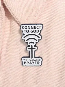 Creative Wife Cross Enamel Pin Funy Quotes Connect To God Password Is Prayer Christian Religious Alloy Brooch Lapel Backpack Badge Fashion Jewelry Accessories Gift for Friends Durable Metal Pins