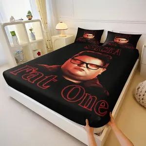 Hilarious "Fat One" Meme Print Fitted Sheet Set,  Includes One Bedspread and 2 Pillowcases, Funny Internet Joke Fashion Personality Mattress Cover, Hilarious Pop Culture Bed Set for Teens & Adults, Soft Skin-friendly, Durable & Fade-Resistant