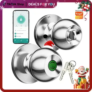 Smart Fingerprint Door Lock, 1 Count Fingerprint Door Handle with Anti-theft Function, Intelligent Door Handle with Emergency Keys, springtokAPP, Biometric Lock Great for Room, Garage, Apartment, Room Accessories#FathersDayGift Hardware Home