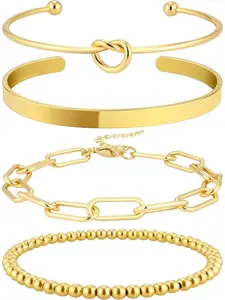 Gold Plated Bangle Cuff Bracelets for Women Non Tarnish Gold Bracelet Stack Jewelry Set for Women Trendy Stackable Bracelet#Fashionweek#Fallfreshness