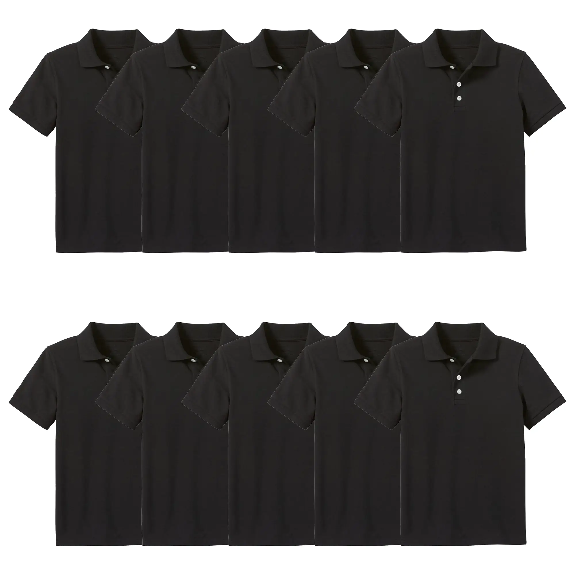 10-Pack School Uniform Tagless Polo Tshirt for Little Boys & Big Boys