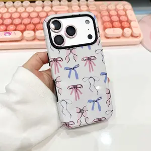 Pink Bow Full-Cover Case for iPhone 17, 16, 15, 14, 13 Pro Max & Pro Plus | Playful Girly Style | Pastel Bow Phone Case | Ultra-Thin Dual-Layer Protective Design
