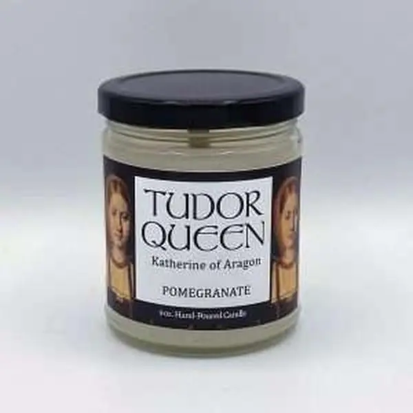 Katherine of Aragon Candle - Wood Wick Candle | Tudor Queen Candle | Pomegranate Scented | British History Gift for Tudor Fans