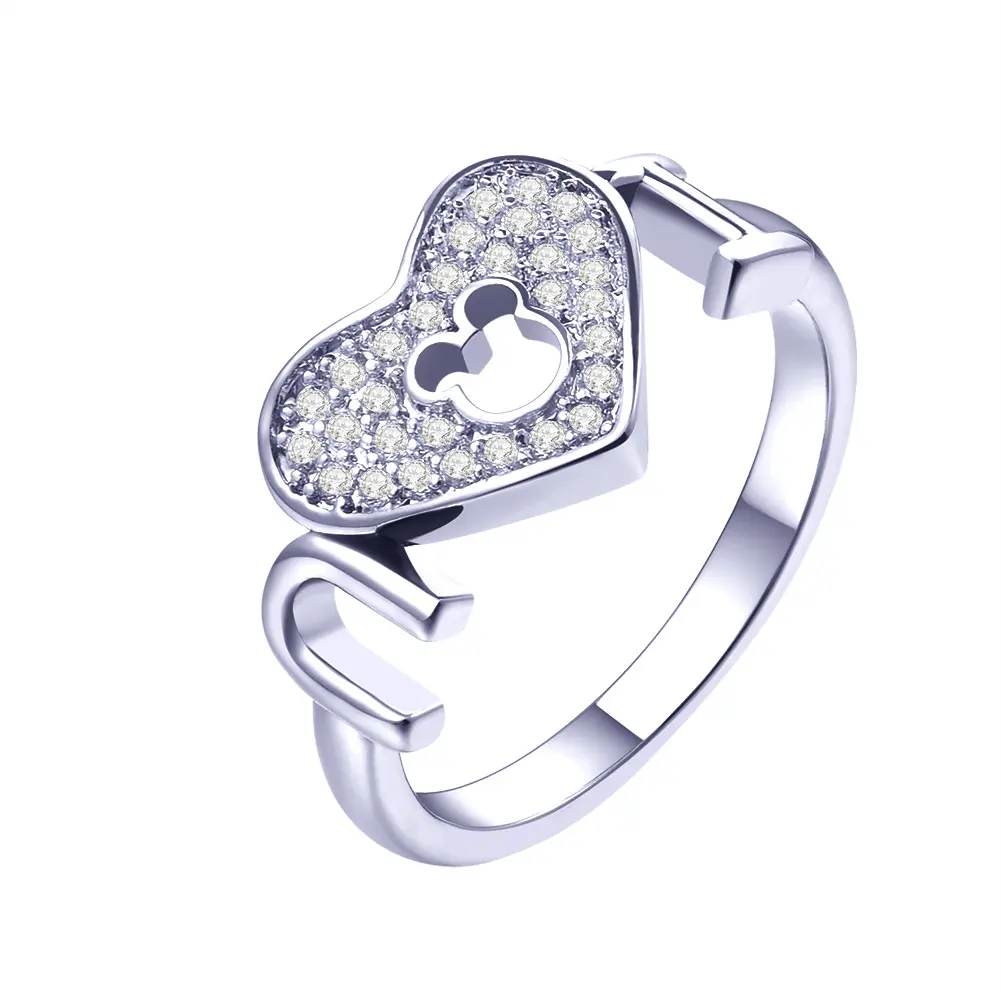 Disney Sweet Alert Hollow Mickey Rings Unisex Heart Design with Sparkling Details Selling Fast