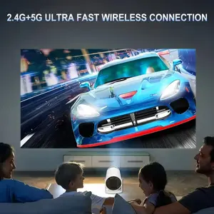 Mini Projector with WIFI 6 and Bluetooth, 4K 1080P Support Portable Projector 180Â° Rotatable 130'' Screen Movie Projector Auto Keystone Compatible for Laptop, PC, Smartphone (White) Android Audio Wireless Automatic Connection