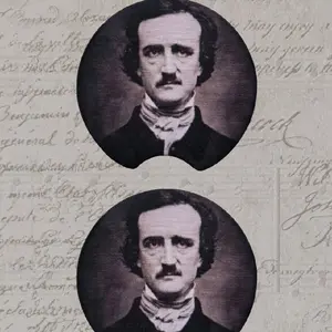 Edgar Allan Poe car coasters, set of 2