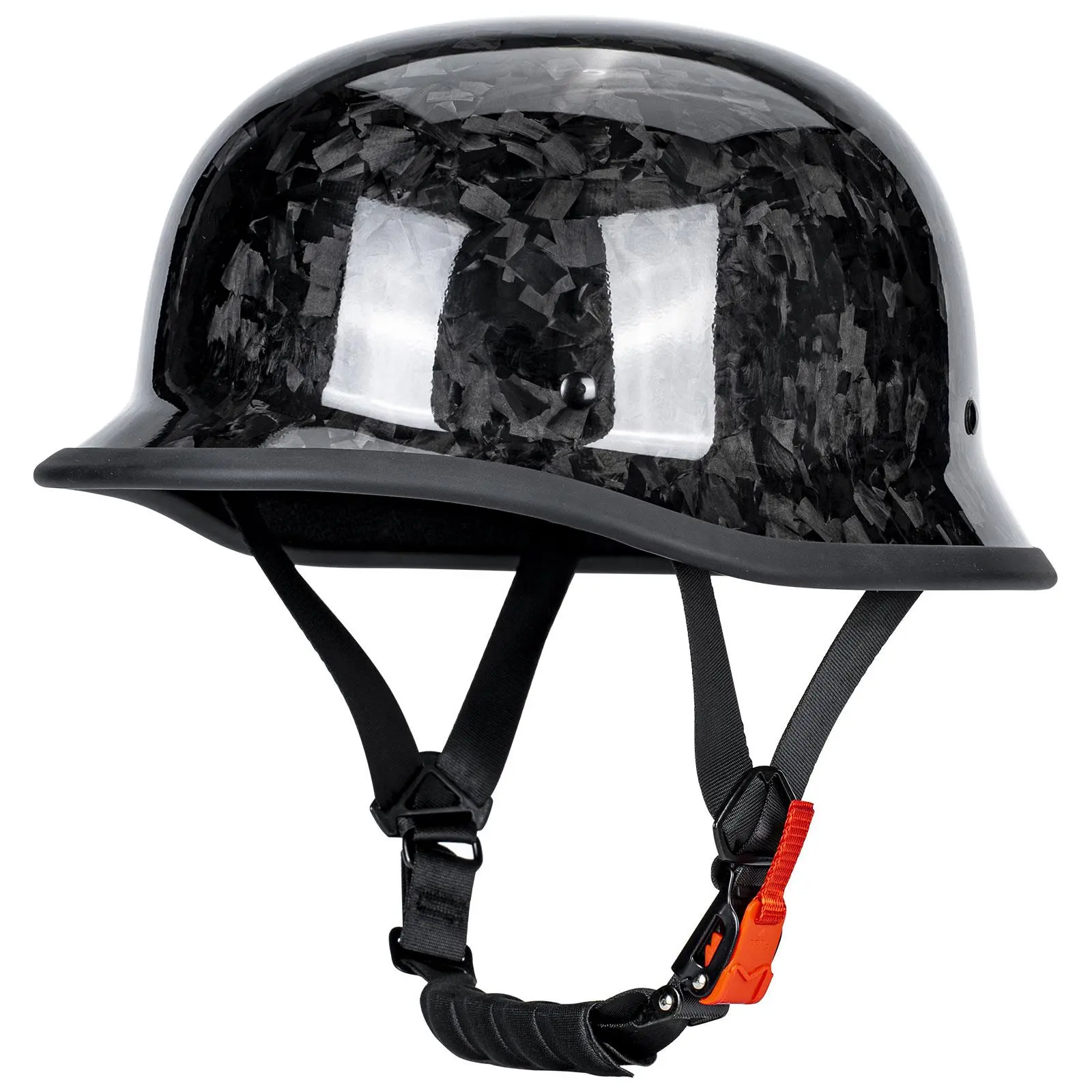 KAESE Forged Carbon Fiber Motorcycle Half Helmet - DOT Certified, Lightweight Retro German Open Face Lid, Adjustable Airflow, Dial-Fit for Cruiser/Scooter, Long Rides, 1 x Premium Protective Neck Gaiter, Complimentary Premium Neck Gaiter