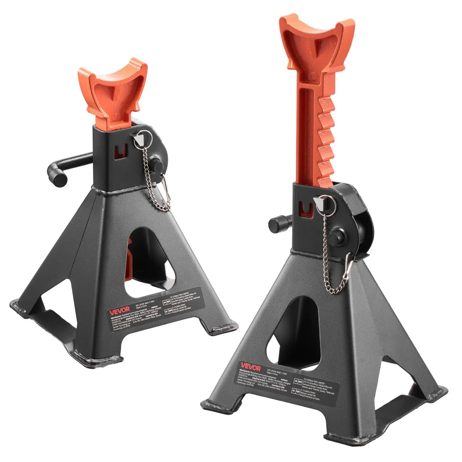 【Summerfinds】VEVOR Jack Stands,3 Ton (6,600 lbs) Capacity10.8-16.3 in Adjustable HeightHeavy Duty Steel Jack Auto Stands with Double Lockingfor Lifting SUVPickupCarUTV/ATV1 PairBlack and Orange