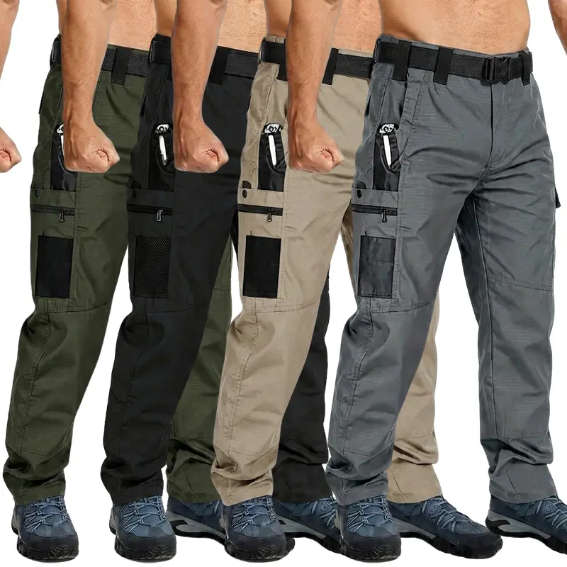 HOMUG Men's 4-Pack Tactical Cargo Pants are crafted from a brand-new 230g/m² fabric, featuring multiple pockets and zipper closures. Available in a variety of colors, these pants are ideal for spring and summer wear.